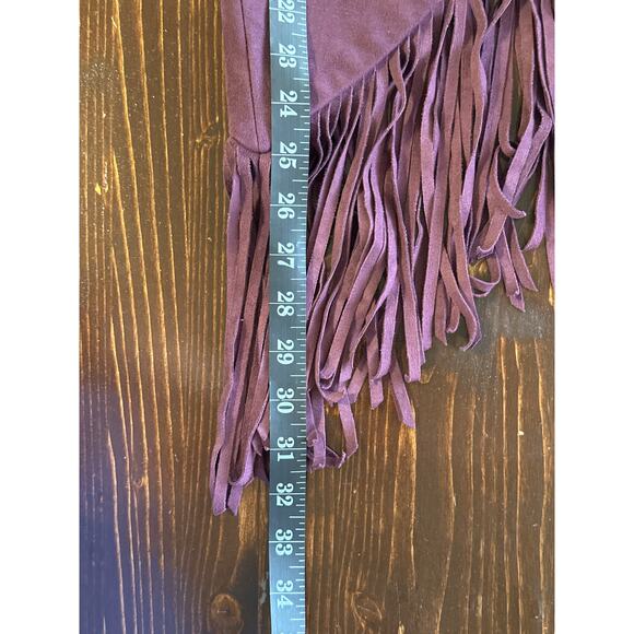 VTG Express Asymmetrical Fringe Mini Midi Skirt 4 Plum City Boho Country Western - Picture 11 of 12